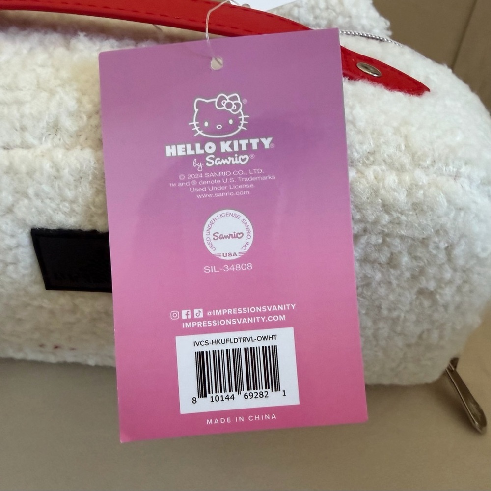 NWT Sanrio Impressions Hello Kitty Unfold Travel Makeup Bag Organizer Opens Flat - Picture 8 of 13
